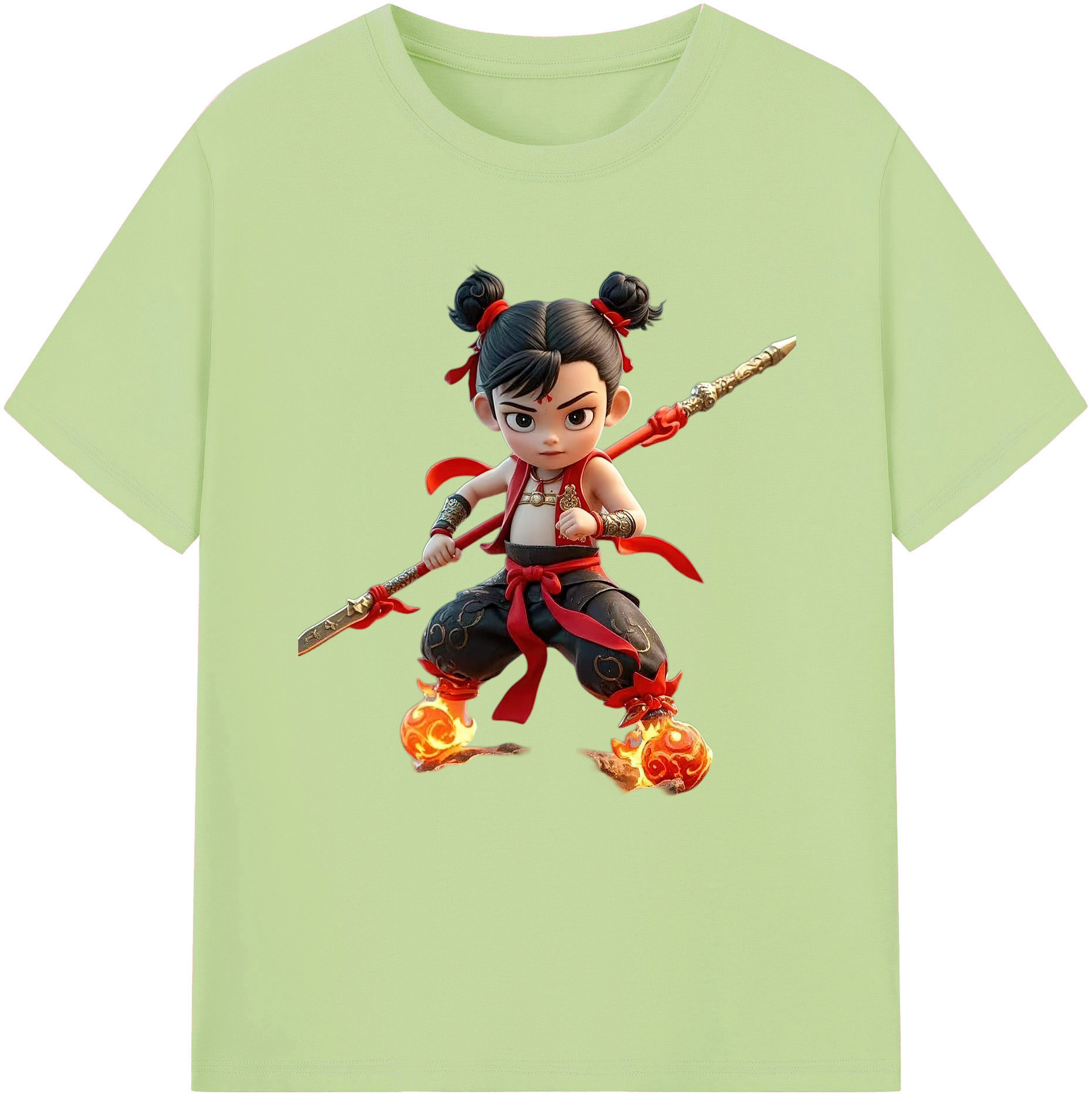 （画像用） Ne Zha 2 ナタ 魔童の大暴れ 綿100％半袖Tシャツ（フロントプリント）